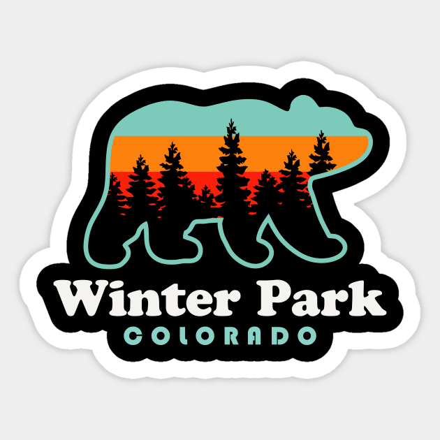 Winter Park Colorado Vacation Travel Bear Trees Sticker by PodDesignShop